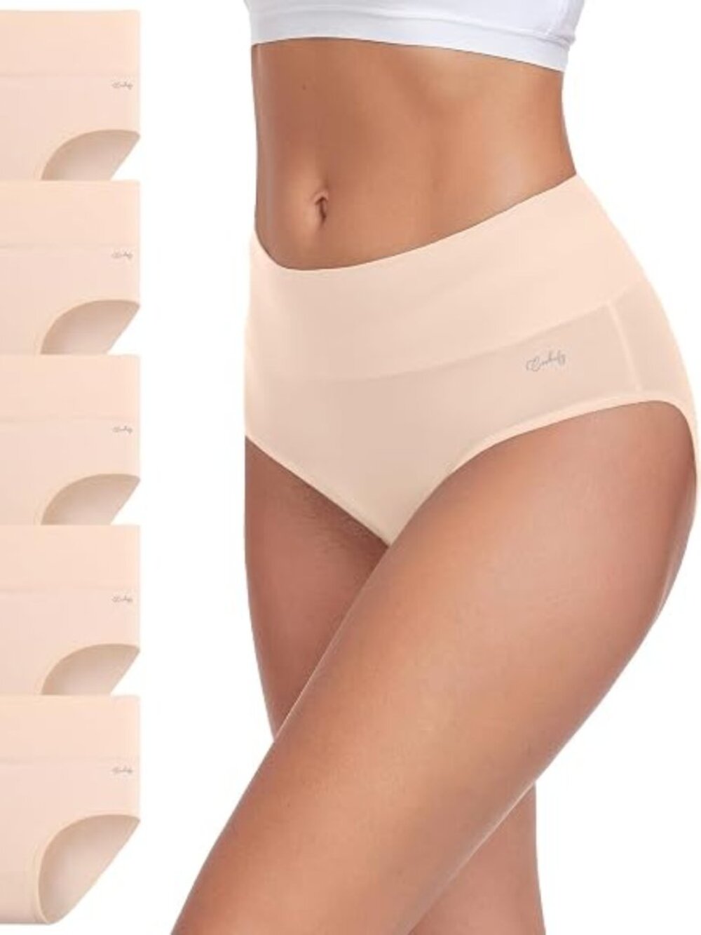 Women's High Waisted Cotton Blend Underwear 5 pk Soft Breathable Panties-Lg